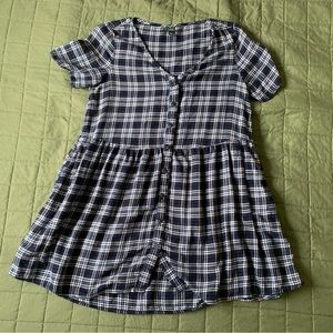 Blue plaid babydoll dress